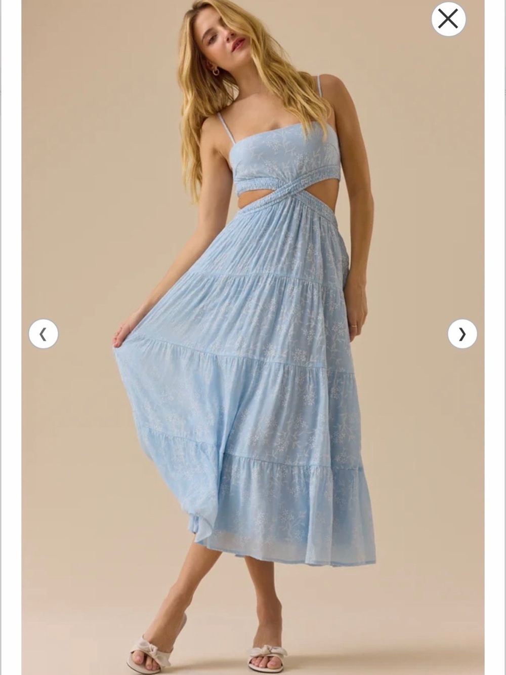 NWT Altar'd State Light Blue Floral Cutout Maxi Dress Large